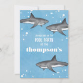 Whimsical Ocean Pool Party Swimming Sharks Kaart (Voorkant)