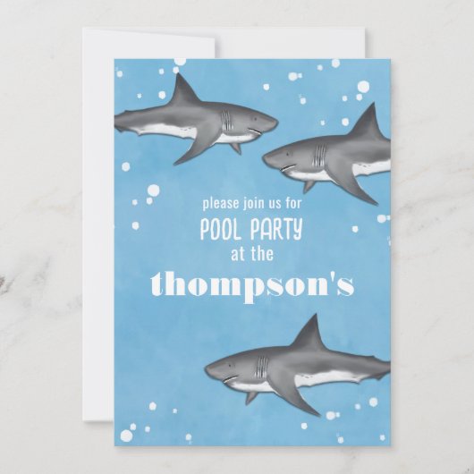 Whimsical Ocean Pool Party Swimming Sharks Kaart (Voorkant)