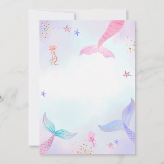 Whimsical Ocean Summer Mermaid Tail Baby shower Bedankkaart (Achterkant)