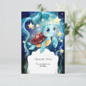 Whimsical Ocean Underwater Turtle Verjaardag Bedankkaart (Staand voorkant)