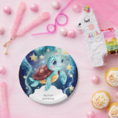 Whimsical Ocean Underwater Turtle Verjaardag Papieren Bordje (Feest)