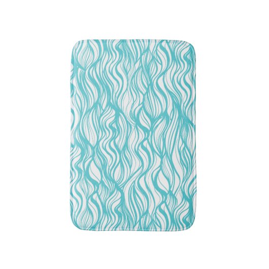 Whimsical Ocean Waves Aqua Blue Bath Mat (Voorkant Verticaal)
