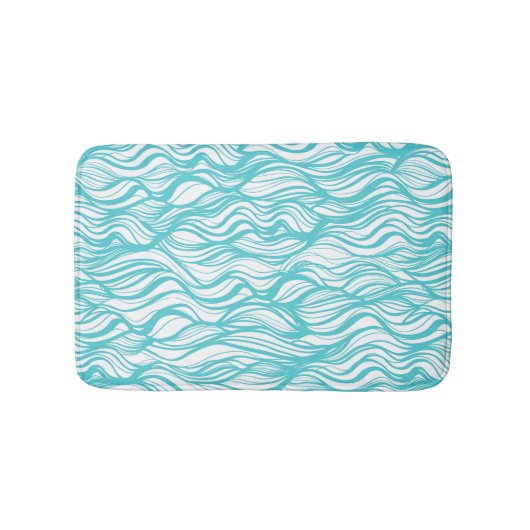 Whimsical Ocean Waves Aqua Blue Bath Mat (Voorkant)