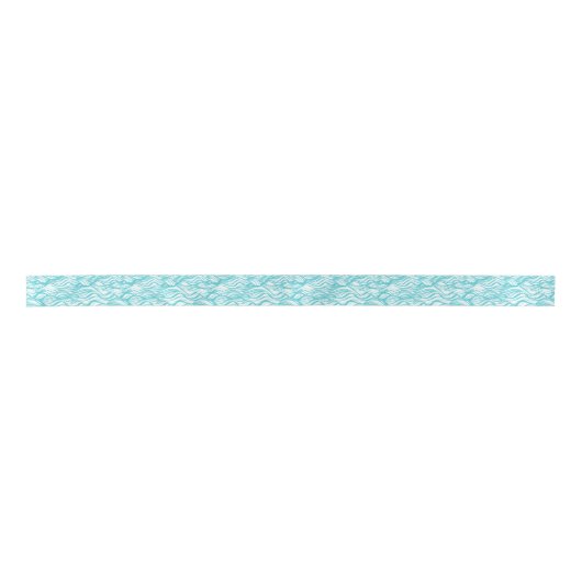 Whimsical Ocean Waves Aqua Blue Ribbon Satijnen Lint (Voorkant)