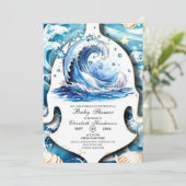 Whimsical Ocean Waves Baby shower Kaart (Staand voorkant)