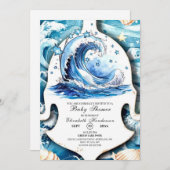 Whimsical Ocean Waves Baby shower Kaart (Voorkant / Achterkant)