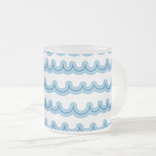 Whimsical Ocean Waves Matglas Koffiemok (Voorkant rechts)