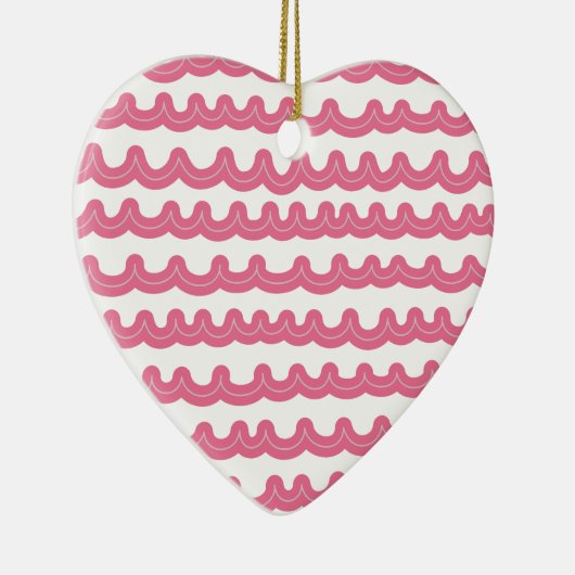 Whimsical Ocean Waves Roze Keramisch Ornament (Rechts)