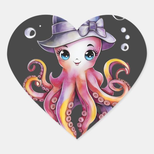 Whimsical Octo-Charm Hart Sticker (Voorkant)