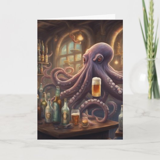 Whimsical Octopus Bartender appreciatie Kaart (Voorkant)