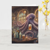Whimsical Octopus Bartender appreciatie Kaart (Gele Bloem)
