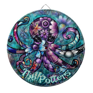 Whimsical Octopus Floral Blauwgroen kust gepersona Dartbord