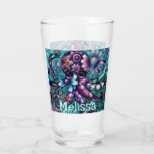 Whimsical Octopus Floral Blauwgroen kust gepersona Glas (Achterkant)