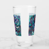 Whimsical Octopus Floral Blauwgroen kust gepersona Glas (Links)