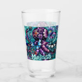 Whimsical Octopus Floral Blauwgroen kust gepersona Glas (Voorkant)