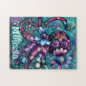 Whimsical Octopus Floral Blauwgroen kust gepersona Legpuzzel (Horizontaal)