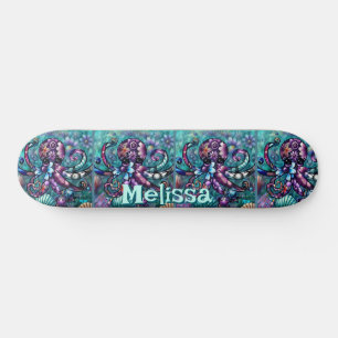 Whimsical Octopus Floral Blauwgroen kust gepersona Persoonlijk Skateboard