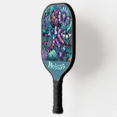 Whimsical Octopus Floral Blauwgroen kust gepersona Pickleball Paddle (Links)