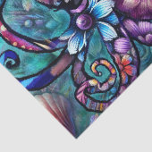 Whimsical Octopus Floral Blauwgroen kustontkoppeli Tissuepapier (Detail)