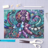 Whimsical Octopus Floral Blauwgroen kustontkoppeli Tissuepapier (Craft)