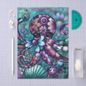 Whimsical Octopus Floral Blauwgroen kustontkoppeli Tissuepapier (Craft)