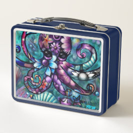 Whimsical Octopus Floral Blauwgroen Paarse Blauwe 