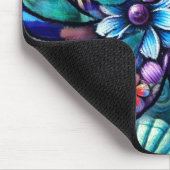 Whimsical Octopus Floral Blauwgroen Paarse Blauwe  Muismat (Hoek)