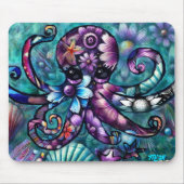 Whimsical Octopus Floral Blauwgroen Paarse Blauwe  Muismat (Voorkant)