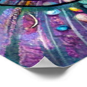 Whimsical Octopus Floral Blauwgroen Paarse Blauwe  Poster (Hoek)