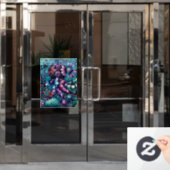 Whimsical Octopus Floral Blauwgroen Paarse Blauwe  Raamsticker (Kantoordeur)