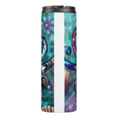 Whimsical Octopus Floral Blauwgroen Paarse Blauwe  Thermosbeker (Achterkant)