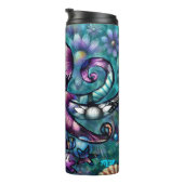 Whimsical Octopus Floral Blauwgroen Paarse Blauwe  Thermosbeker (Geroteerd rechts)