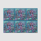 Whimsical Octopus Floral Teal Coastal Decoupage Tissuepapier (Voorkant)