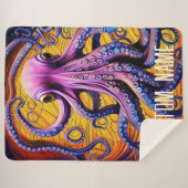 Whimsical Octopus met persoonlijke naam Sherpa Deken (Voorkant (horizontaal))
