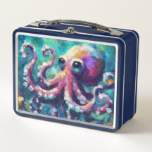 Whimsical Octopus Olieverfschilderij Nautisch Stra