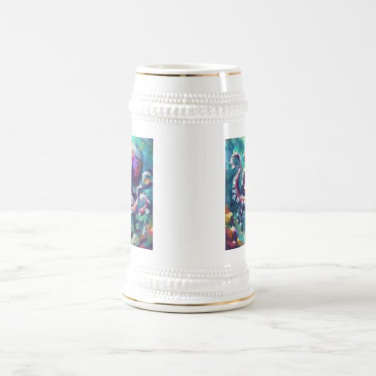 Whimsical Octopus Olieverfschilderij Nautisch Stra Bierpul (Center)