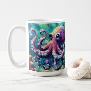 Whimsical Octopus Olieverfschilderij Nautisch Stra Koffiemok