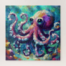 Whimsical Octopus Olieverfschilderij Nautisch Stra Legpuzzel