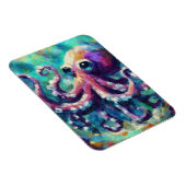 Whimsical Octopus Olieverfschilderij Nautisch Stra Magneet (Rechterzijde)