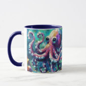 Whimsical Octopus Olieverfschilderij Nautisch Stra Mok (Links)