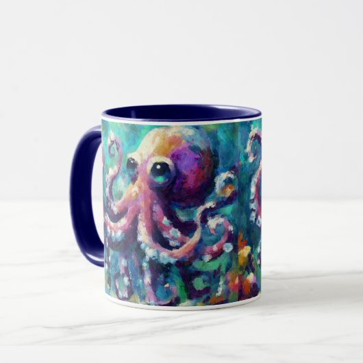 Whimsical Octopus Olieverfschilderij Nautisch Stra Mok (Voorkant links)
