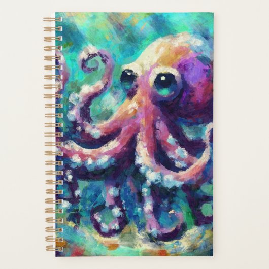 Whimsical Octopus Olieverfschilderij Nautisch Stra Planner (Voorkant)