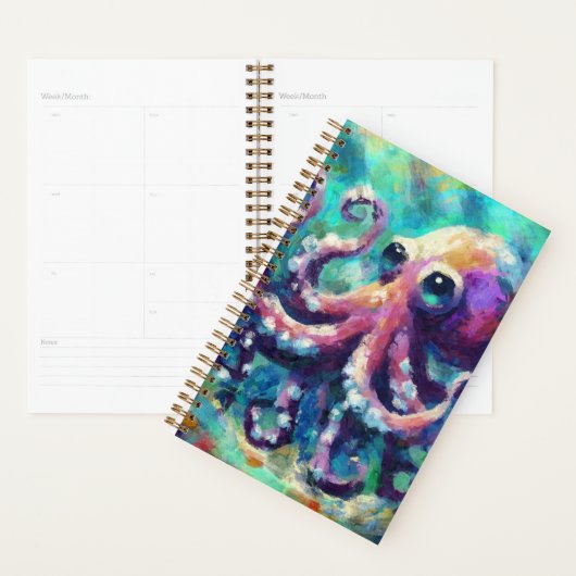 Whimsical Octopus Olieverfschilderij Nautisch Stra Planner (Display)