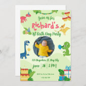 Whimsical Oerwoud Animals 1st Birthday Invitation Kaart (Voorkant / Achterkant)