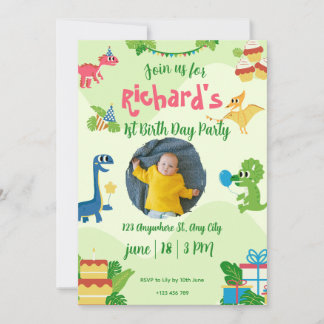 Whimsical Oerwoud Animals 1st Birthday Invitation Kaart
