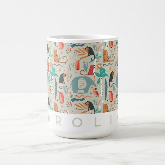 Whimsical Oerwoud Animals Mok | Gepersonaliseerde  (Center)