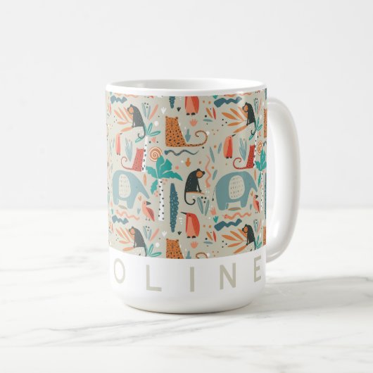 Whimsical Oerwoud Animals Mok | Gepersonaliseerde  (Voorkant rechts)