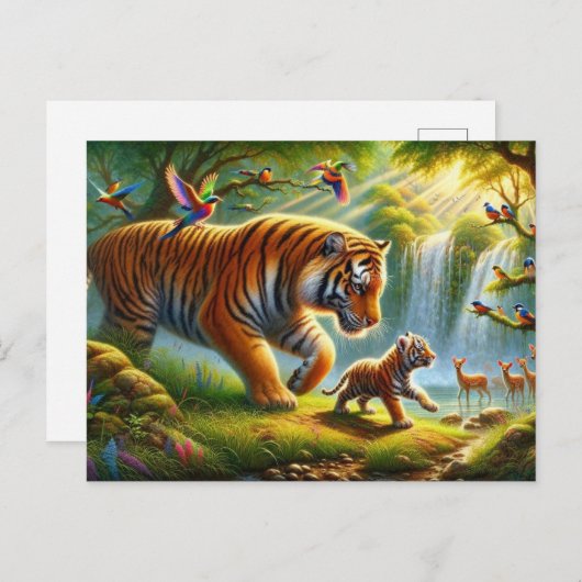 Whimsical Oerwoud Paradise Painting Briefkaart (Voorkant / Achterkant)