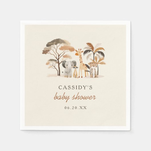 Whimsical Oerwoud Safari Dieren Jongen Baby shower Servet (Voorkant)