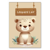 Whimsical Oerwoud Safari Leopard Tafelbord Kaart (Achterkant)